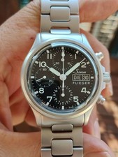 Sinn 356 Flieger Chronograph on Bracelet Acrylic Automatic Steel Black 38.5mm 5