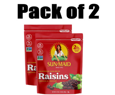 Sun-Maid California Sun-Dried Raisins - (2 Pack) 32 Oz Resealable Bag - Dried F