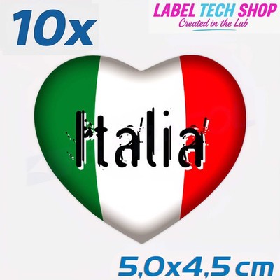 10x Italia/Italien Aufkleber Herz 5×4,5cm Flagge Italien Adesivo Cuore Sticker 0