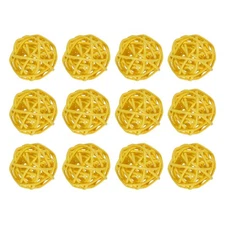 12 Pcs Wicker Rattan Balls 1.2In for Vase Fillers Party Decorative Yellow