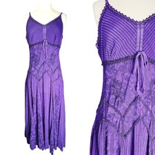 Y2K Purple Fairy Grunge Whimsigoth Boho Midi Dress Sz Large Floral Striped Tank