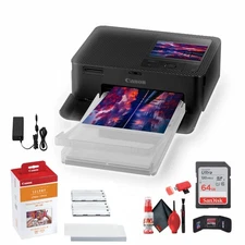 Canon SELPHY CP1500 Photo Printer (Black) + Canon RP-108 Color Ink and Paper Set