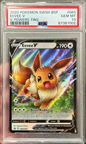 2020 Pokemon SWSH Eevee V Full Art V Powers Tins Promo SWSH065 PSA 10 Gem Mint
