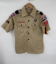 Boy Scouts of America Youth Uniform Shirt Beige Cotton Blend USA Size Medium