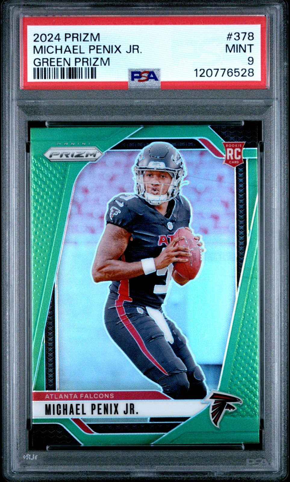2024 Panini Prizm Michael Penix Jr. #378 Green Prizm RC PSA 9 Falcons MINT