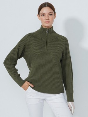 Damen Daily Sports Wollmix Gefüttert Golf Pullover Salbeigrün Relaxed Fit M/XL NEU