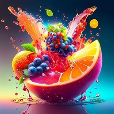 5D Diamond Painting Fruchtspritzer Vollrundbohrer 25cm x 25cm