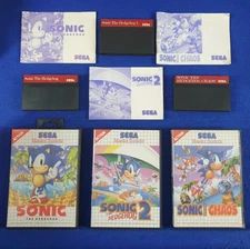 Master System SONIC THE HEDGEHOG x3 Games 1 + 2 + Chaos PAL (Works in US)
