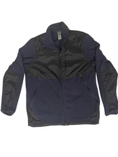 C9 Champion Jacket Mens Medium Blue Black Fleece Full Zip Nylon Panels Outdoor