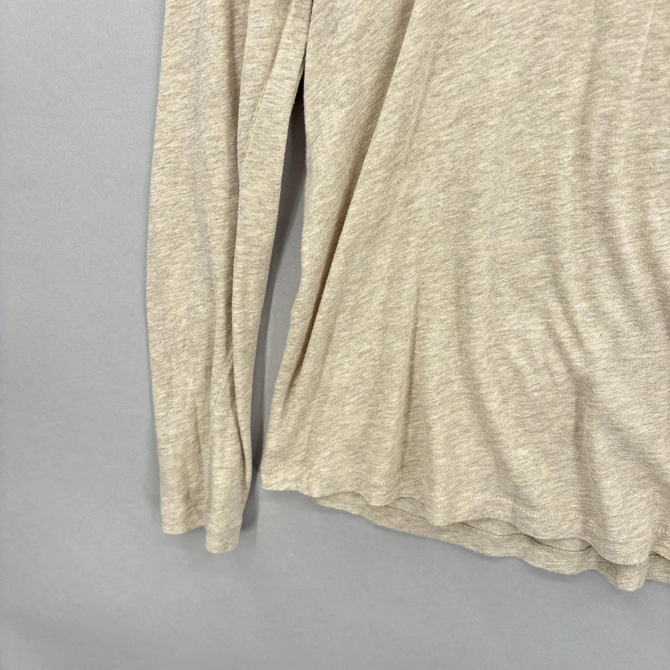 Camisa J Crew Mujer Grande Beige Cuello Alto Manga Larga 100% Algodón Ligera Foto 4 de 4