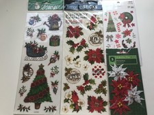 Christmas Scrapbook Stickers Lot Recollections MAMBI Holiday Poinsettias