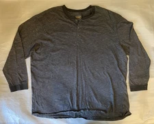 Foundry Big & Tall Henley Shirt Men's 4XL Gray Cotton Striped Long Sleeve