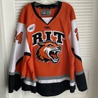 RIT Rochester Institute Of Technology Game Worn Mens Hockey Jersey Size 52 Rare