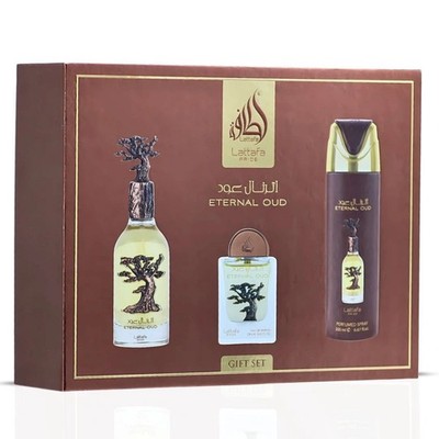 Lattafa Unisex Eternal Oud 3pcs EDP Gift Set Fragrances 6290362346500
