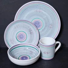 40pc 8 Place Settings CALECA MARINA LAVENDER BLUE plates Bowls Mug Cups Serving 
