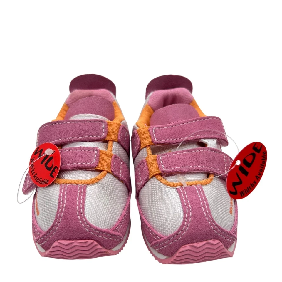 Zapatillas New Balance Infantiles Niñas 4 Anchas Rosa Naranja Zapato Gancho Cierre Lazo Foto 2 de 4