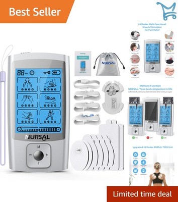 Muscle Stimulator TENS Unit Rechargeable 24 Modes Pain Relief with 8 Pads