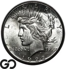 1922-S Peace Dollar, Nice Cartwheel Luster, Choice BU++