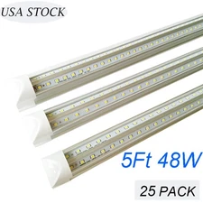 48W Cool White 5foot Linkable Tube Fixtures 25 Pack 5 ft LED Shop Lights 6500k