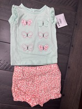 Carter's Child of Mine Baby Girls 2pc Butterfly Shorts Set 3-6 m NEW
