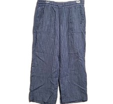Athleta Retreat 100 Linen High Rise Wide Leg Lounge Pants XL Blue Ankle Slits