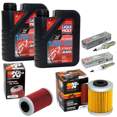 Inspektion Set für KTM SMC 690 R Supermoto 2019-24 Öl 2L 2 X Ölfilter Zündkerzen