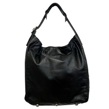 Jose Bravo Large Black Leather Hobo Bag Tote Bottom Studs Detail Made in USA