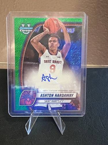 2024-25 ASHTON HARDAWAY BOWMAN U CHROME GREEN SHIMMER AUTO ROOKIE CARD #93