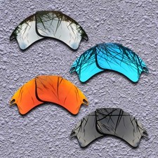 Black Silver Blue Fire Red Replacement Lenses For-Oakley Fast Jacket Polarized
