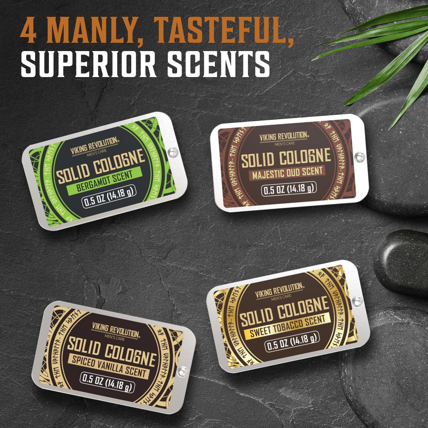 Viking Revolution 4-Pack Men’s Variety Solid Colognes 0.5oz Travel Wax Set