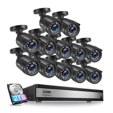 ZOSI 16 Channel H.265+ DVR with Hard Drive 2T 1080p Security Camera System