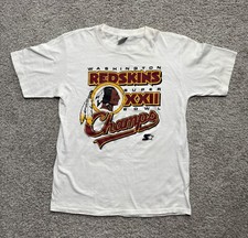 Vtg Washington Redskins Super Bowl champs starter Tshirt made in USA White Sz L