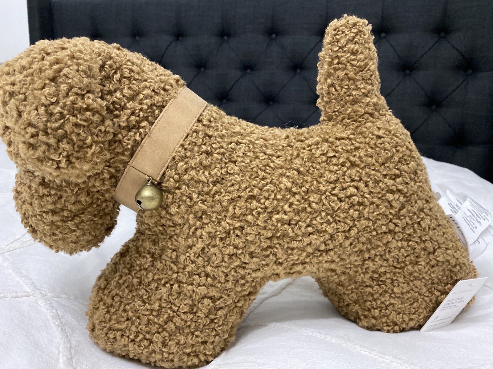 Pottery Barn Cozy Teddy Faux Fur Dog Pillow LabraDoodle Tobacco Brown 