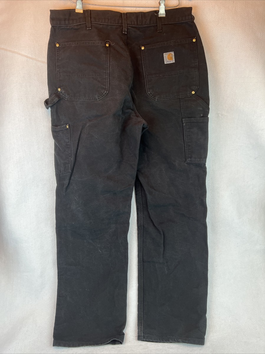 Carhartt Double Knee Pants Size 36x32 Black USA Distressed Jeans