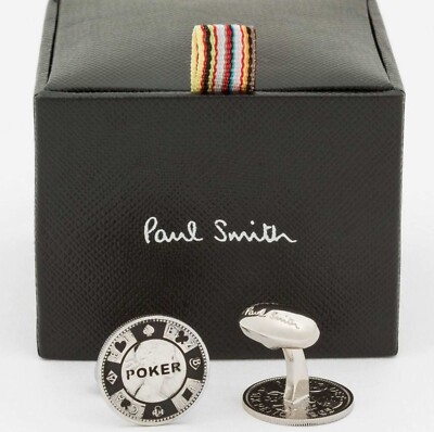  RARE  PAUL SMITH Silver Poker Chip Cufflinks On Sixpence Coin *NEW*   