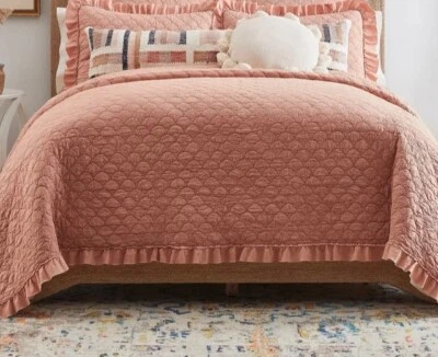 Studio D by Dillard’s Gigi KING Quilt Mini Set w/2 Quilted Shams Terracotta New