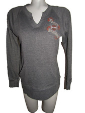 HARLEY-DAVIDSON Womens Charcoal Sweatshirt, Sz Medium, Live Hard Ride Hard Skull