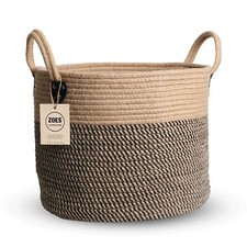 14"x12" Natural Jute Rope Woven Storage Basket with Handles for Plant, Blanke...