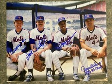 Mets Dwight Gooden Ron Darling Walt Terrell Ed Lynch signed 8x10 WCOA 