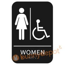 Women Restroom Sign ADA Braille Self Adhesive with 3M Tape 9" x 6"