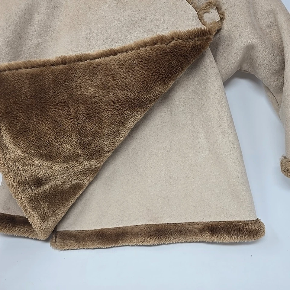 Casaco Widgeon marrom bronzeado camurça sintética pele sintética com capuz manga longa tamanho 24M - Imagem 4 de 4