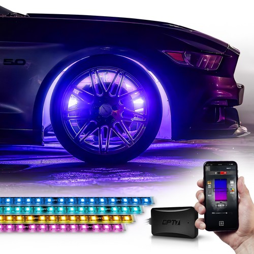 4PC Wheel Well LED Lighting Strips 24" Bluetooth APP+ Remote for Truck SUV Car - Picture 11 of 12