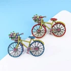 Shining Bicycle Brooches For Women Unisex 3-color Beautiful Taking Flowers Bike