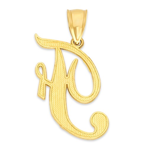 10k Real Solid Gold Initial Pendant, Personalized Cursive Letter Charm Jewelry - Picture 23 of 66