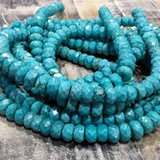 Natural Sinkiang Turquoise, Faceted, Rondelle, 8x5mm, Approx 85pce, Free Post