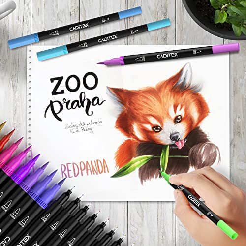 Markers for Adult Coloring - 100 Colors Dual Brush Pens Fine Tip Markers Set