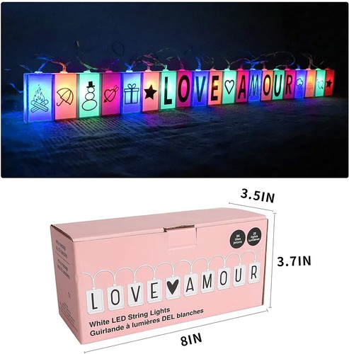 Letter Light Box String Christmas Light String 78.7in 20LED Glow in The Dark DIY - 第 5/8 張圖片