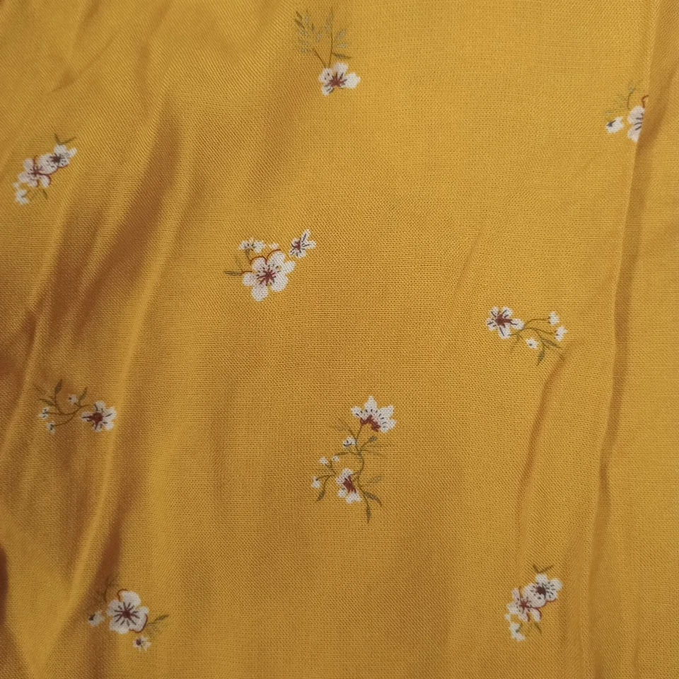 H&M top Women's 13-14 YellowLong Sleeve Cold Shoulder Floral - Image 3 of 4