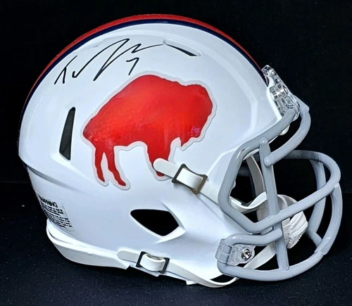 TARON JOHNSON SIGNED BUFFALO BILLS RIDDELL SPEED MINI HELMET JSA NO RESERVE