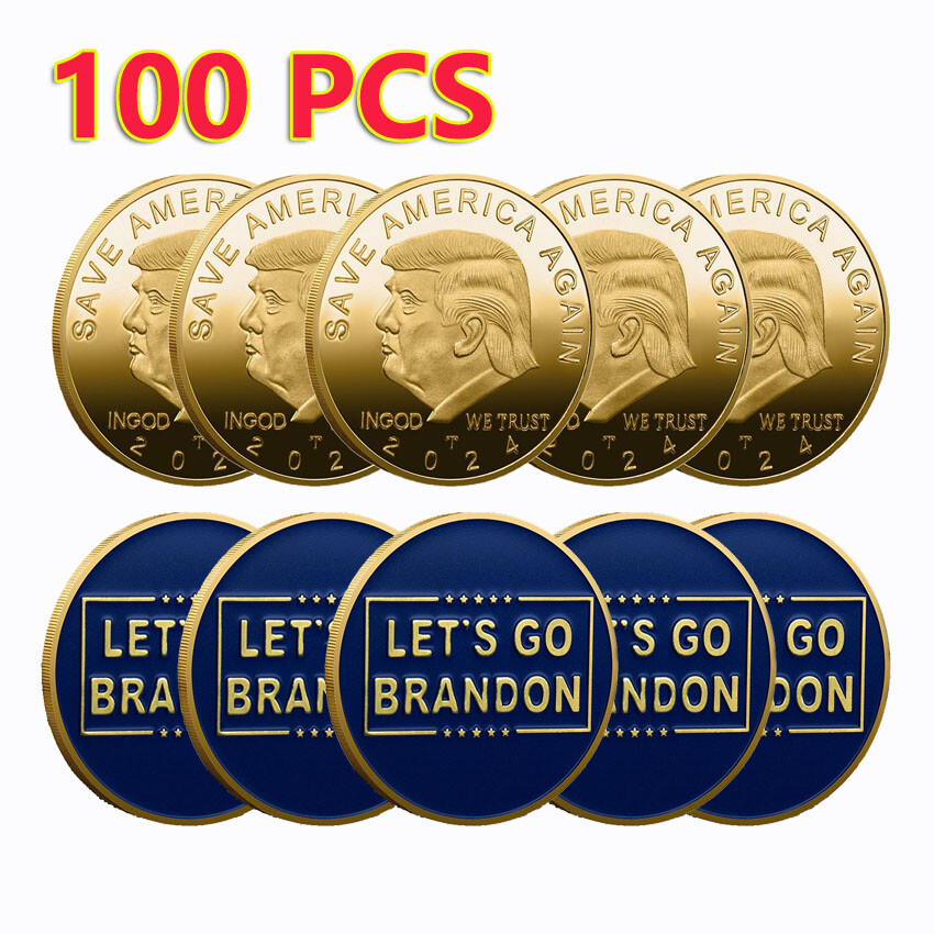 100PCS Commemorative Coin Save America Again 2024 President Donald Trump Medal